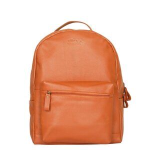 Genuine Leather Backpack |16" H Orange Travel Backpack for Women & Men Daily Use